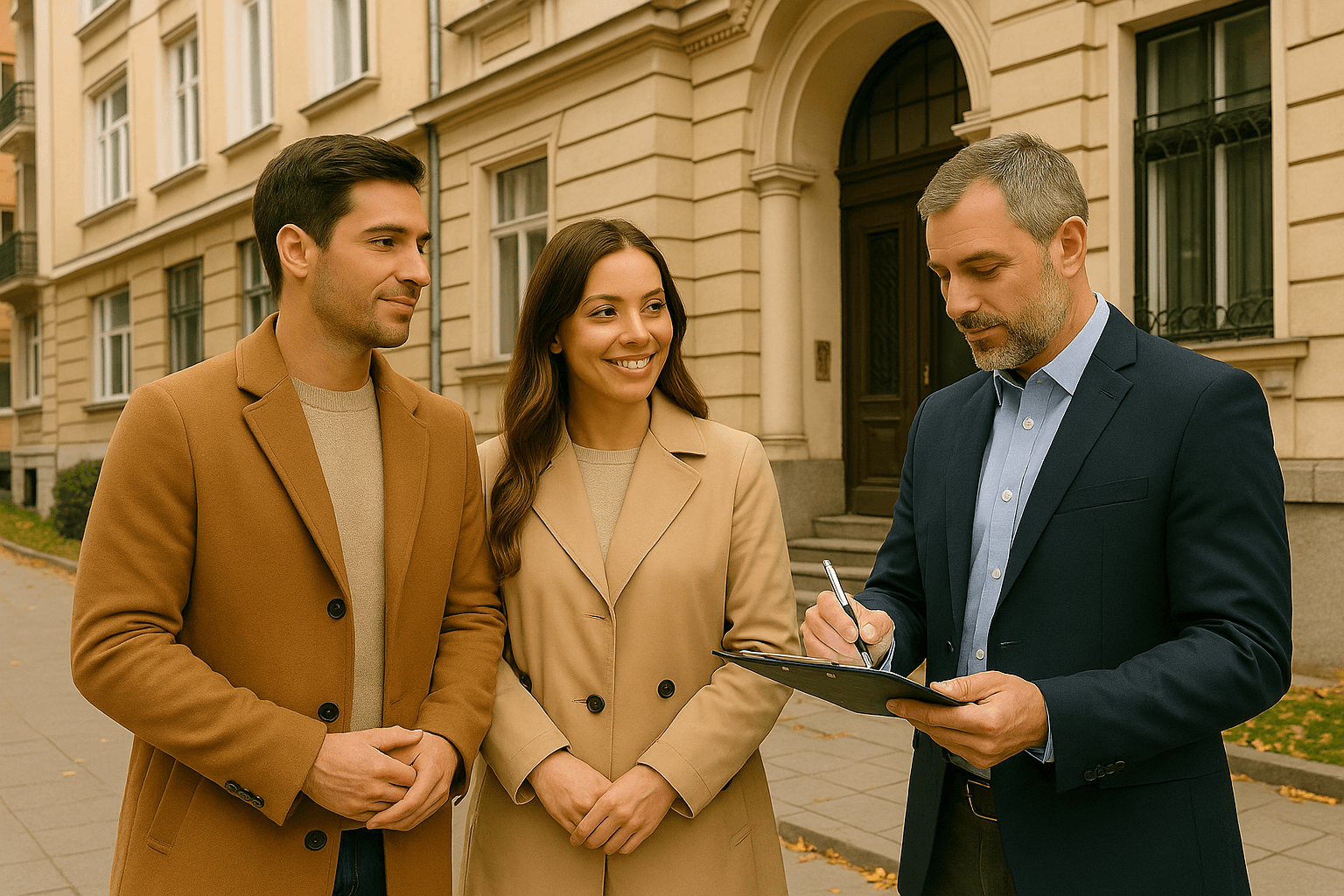 Щастливо семейство пред новия си дом