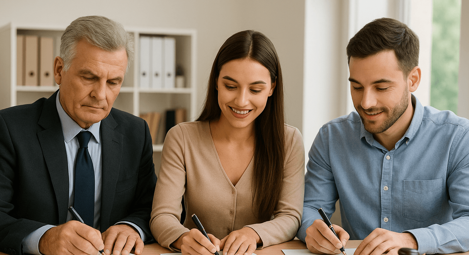 Щастливо семейство пред новия си дом